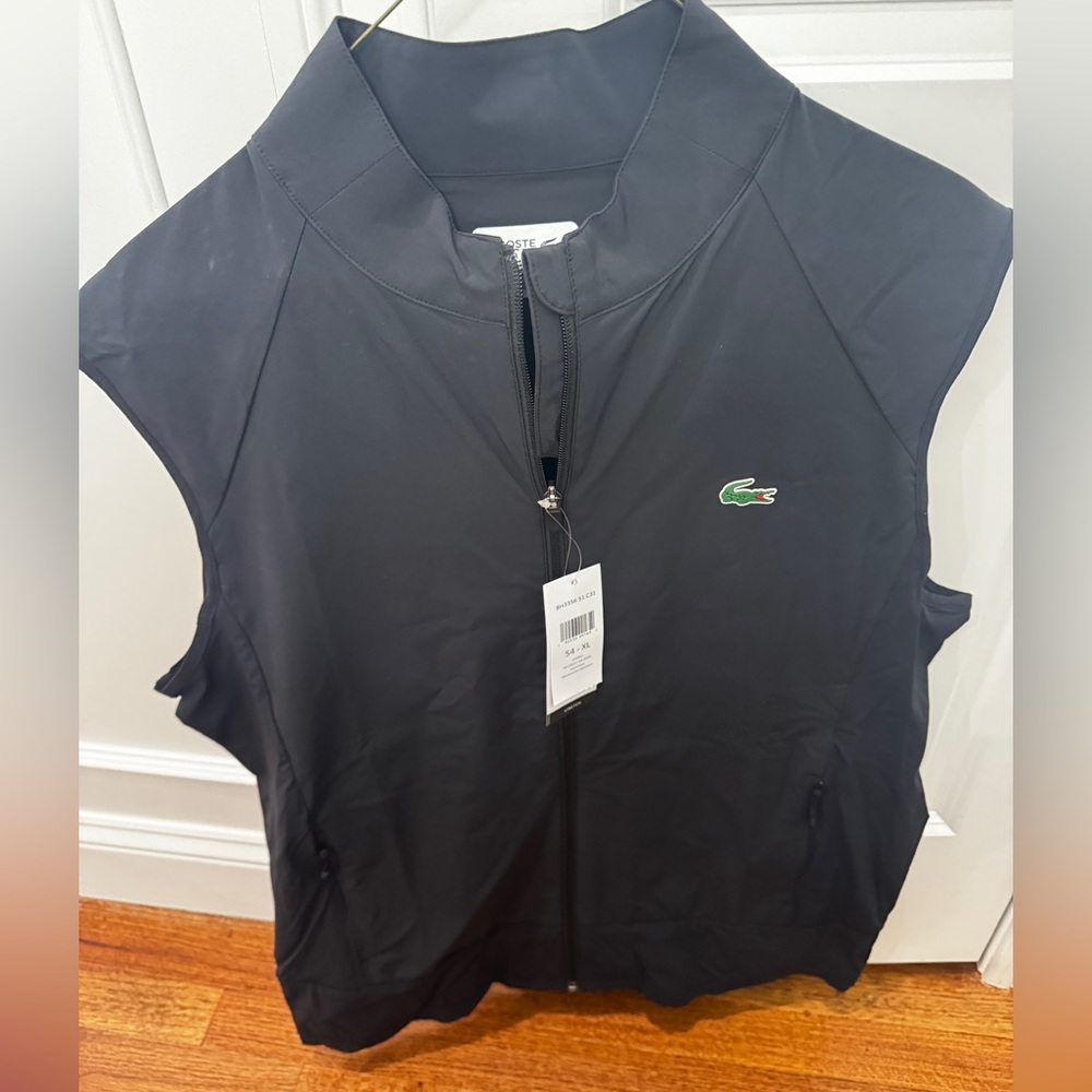 MENS BNWT XL Lacoste Black Athletic Vest with Crocodile Logo